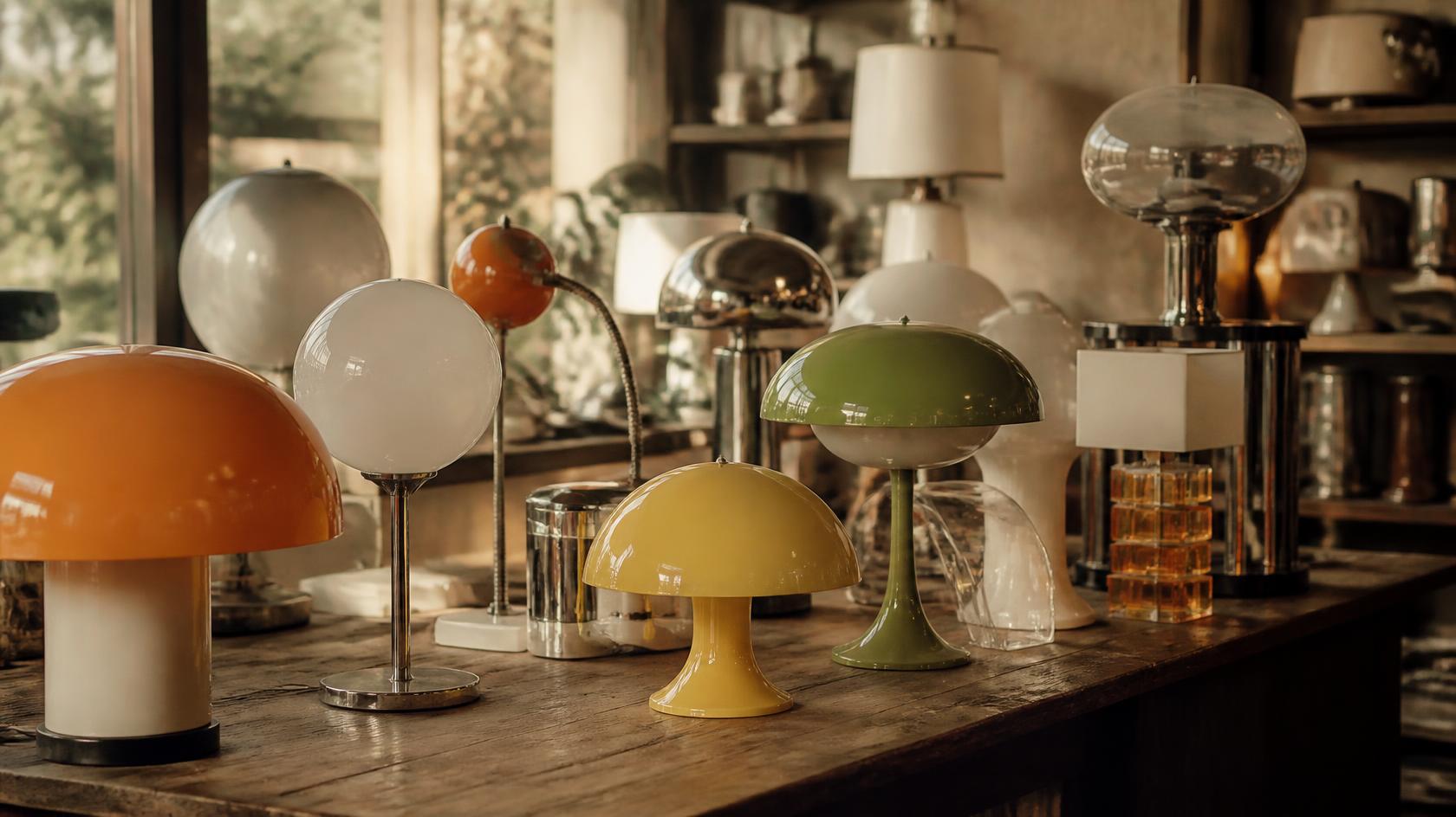 Vintage-Markt mit Retro-Lampen
